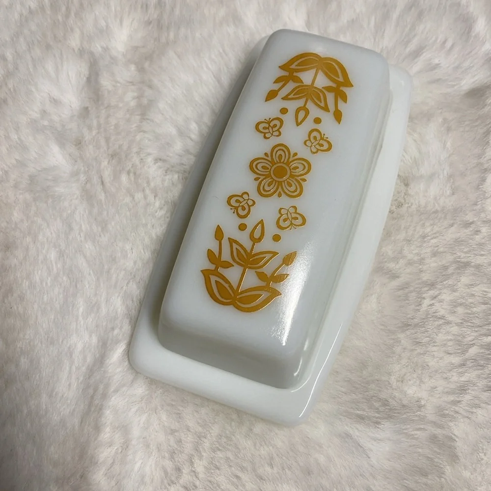 Vintage Pyrex and Corning butterfly gold dishes butter sugar creamer - Picture 2 of 15